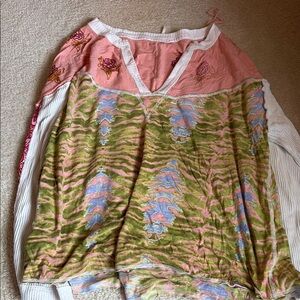 Free People Multicolor Patterned V-Neck Sweater